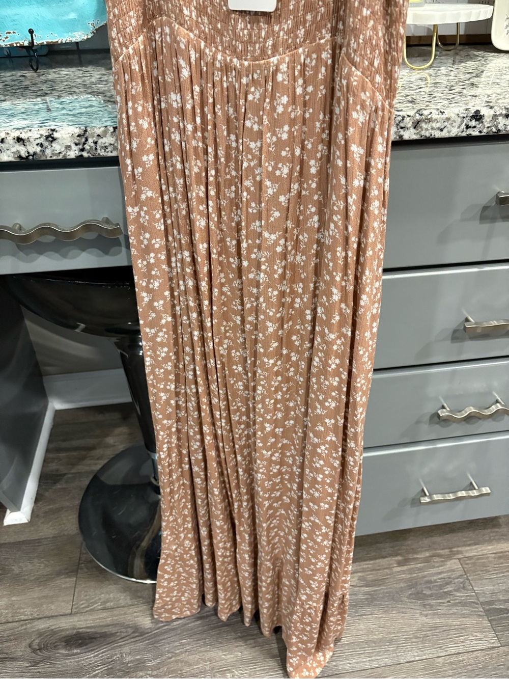 Boho Floral Maxi Dress in Taupe - Picture 5 of 8